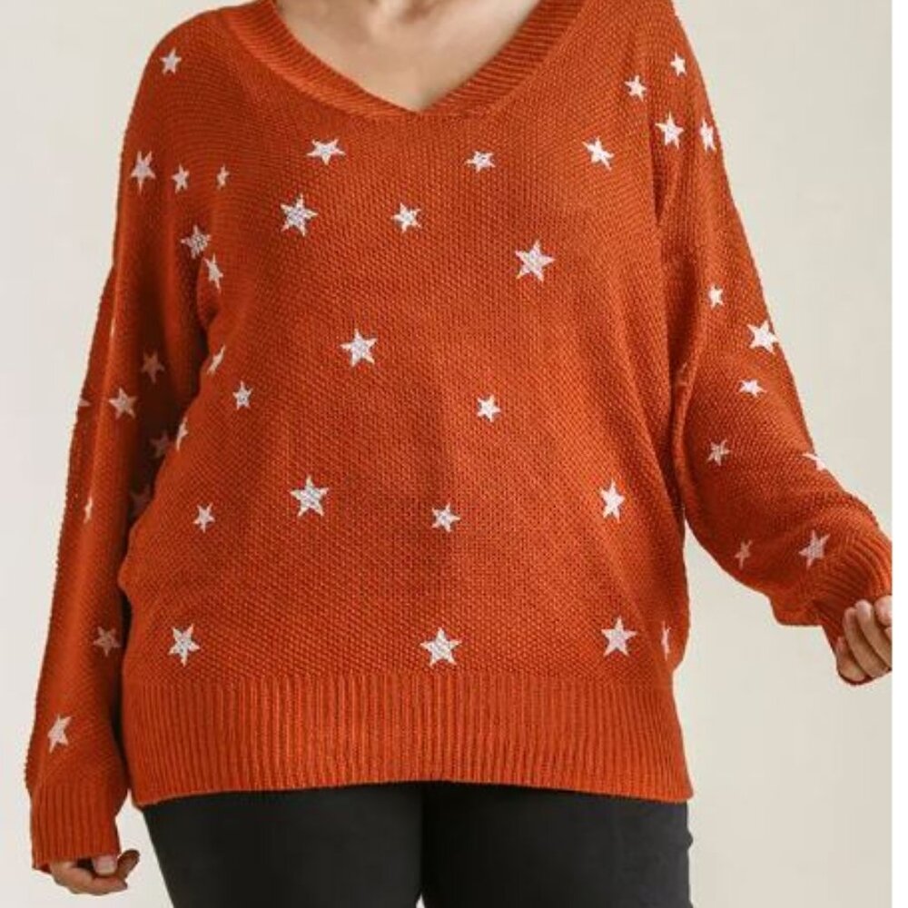 Umgee thin plus size sweater star pattern